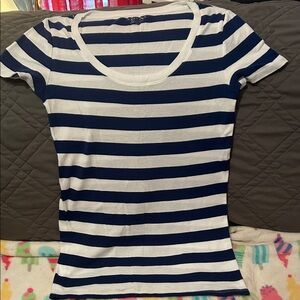Merona Short Sleeve Tee in Navy and White Stripes